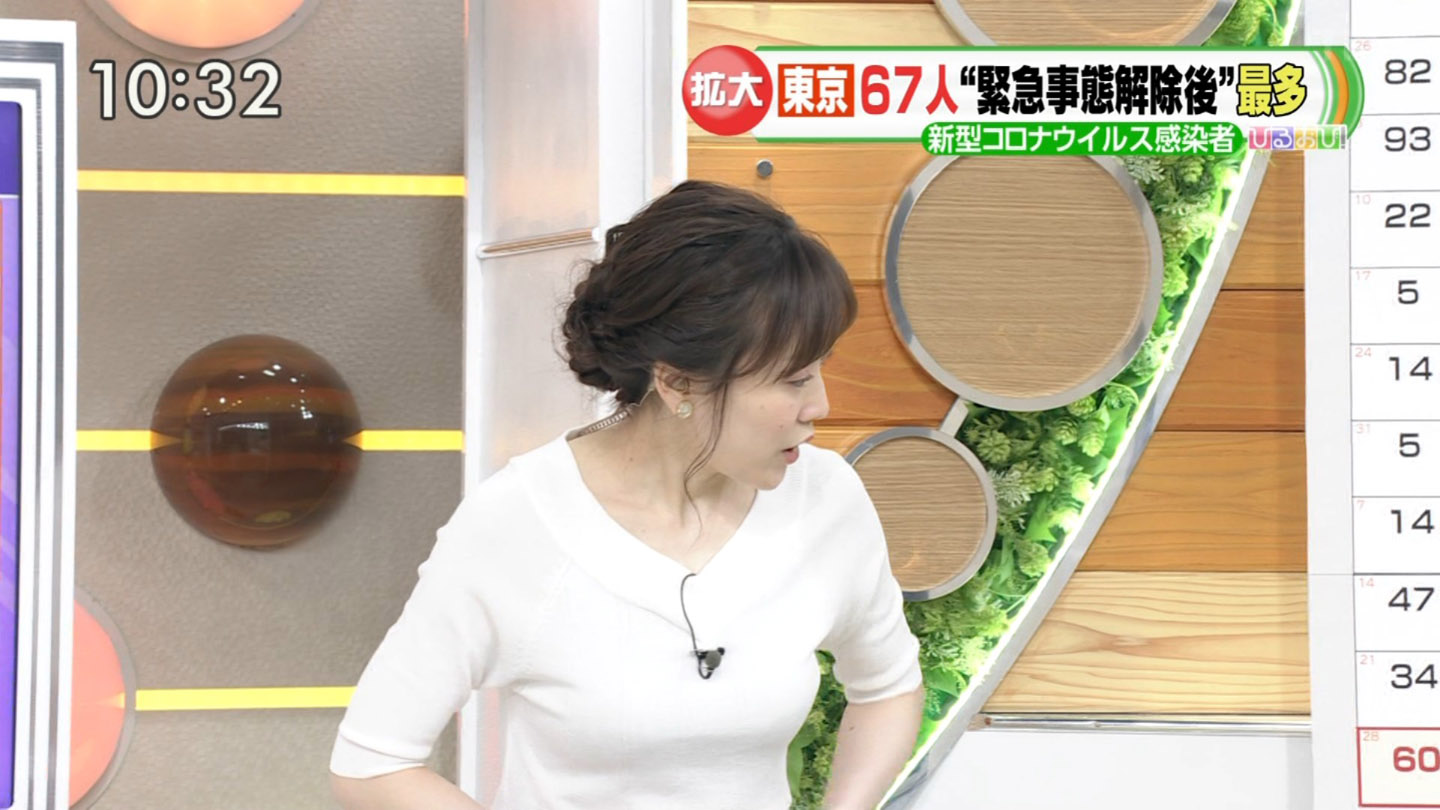 江藤愛アナ 純白ニットの横乳 アナきゃぷ速報