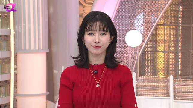 海老原優香アナ　ニットで胸がくっきり！！