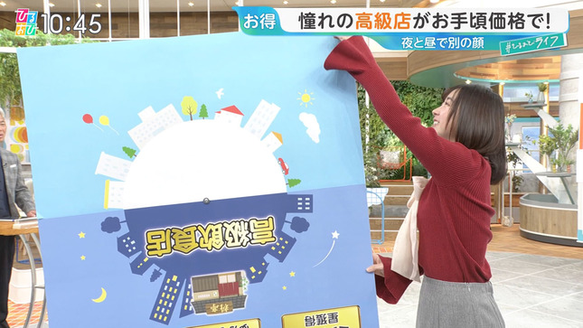 若林有子アナ　ニットの横乳！！