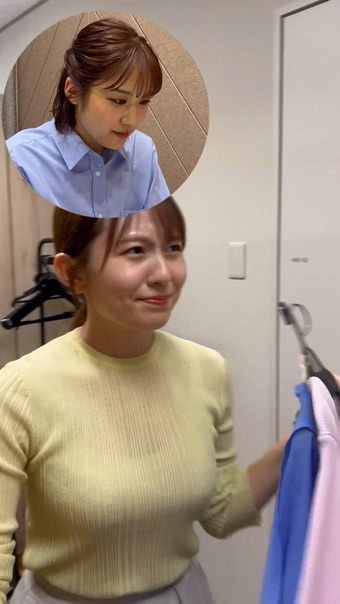 三山賀子アナ　透けニットの巨乳に浮き出るブラ線とポッチ！！【GIF動画あり】
