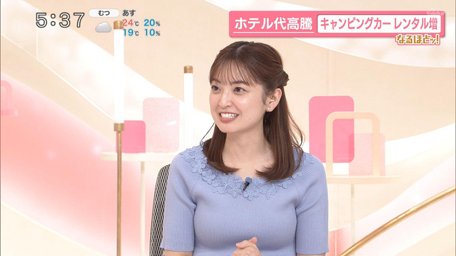 瀧口麻衣アナ　ニットで豊乳がくっきり！！