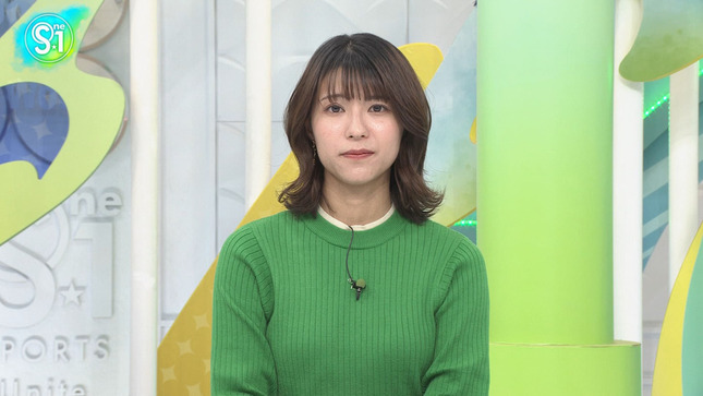 御手洗菜々アナ　ニットの豊乳！！