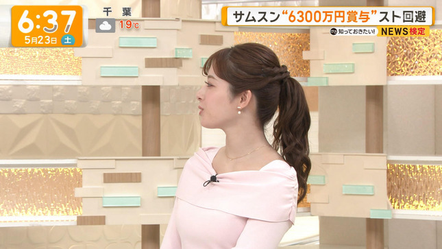 田原萌々アナ　ニットの豊乳がくっきり！！