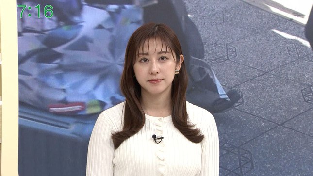 斎藤ちはるアナ　ピタピタニットで胸元強調！！