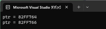 shortポインタアドレスを+1し