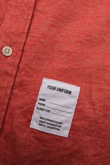 Your Uniform 20s Chambrey Shirt Elbow Patch ORANGE (6)