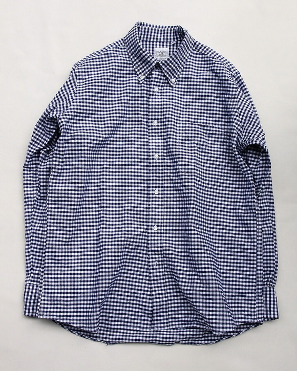 BAGGY ”Gingham Oxford BD NAVY”250415