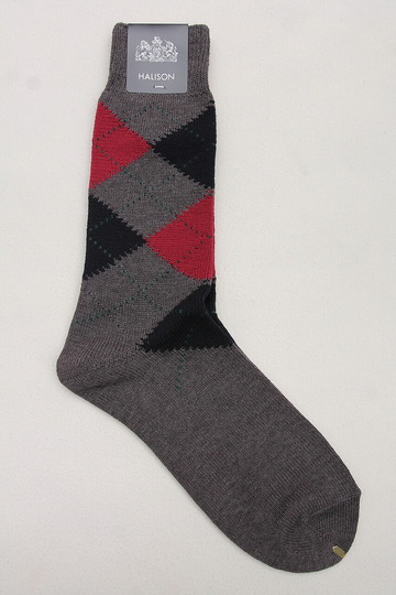 HALISON ”Dralon Argyle Socks 5 Diamond GRAY” (3)
