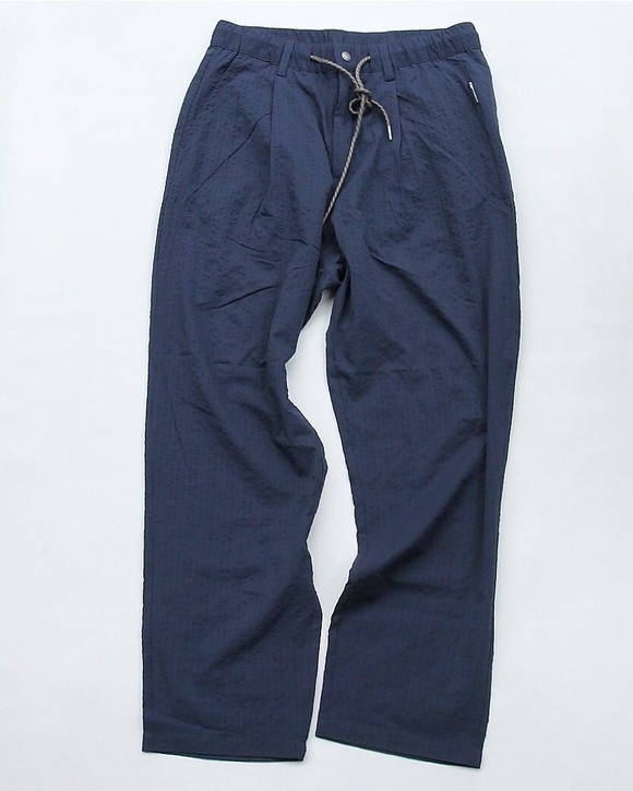 GYMMASTER ” UL Seersucker Tuck Pants NAVY” 260513 (2)