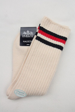 HALISON ”Organic Cotton IVY Crew Socks RED & NAVY” (2)