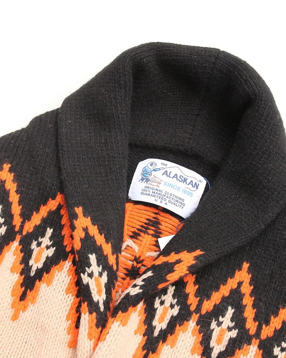 THE ALASCAN ”DF Shawl Collar Cardigan BLACK ORANGE”250926 (2)