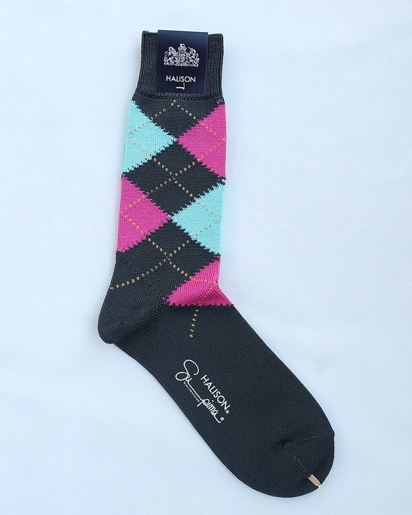 HALISON ”Supima Cotton Srgyle Socks 5D CHARCOAL”