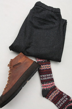 Anonymus ISM Cotton Fair Isle Crew CHARCOAL