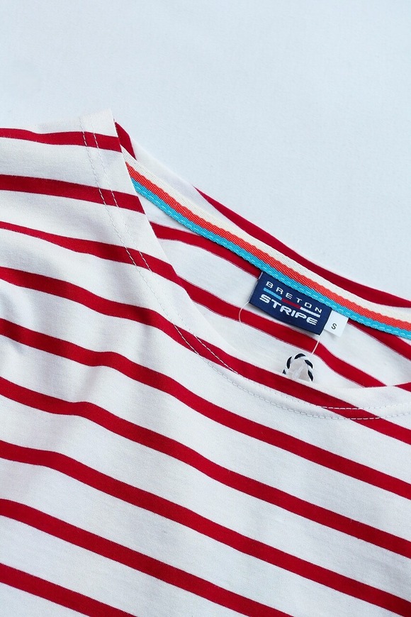 BRETON STRIPE ”A60 Unisex T Shirt NATURAL BORDEAUX” 250310 (2)