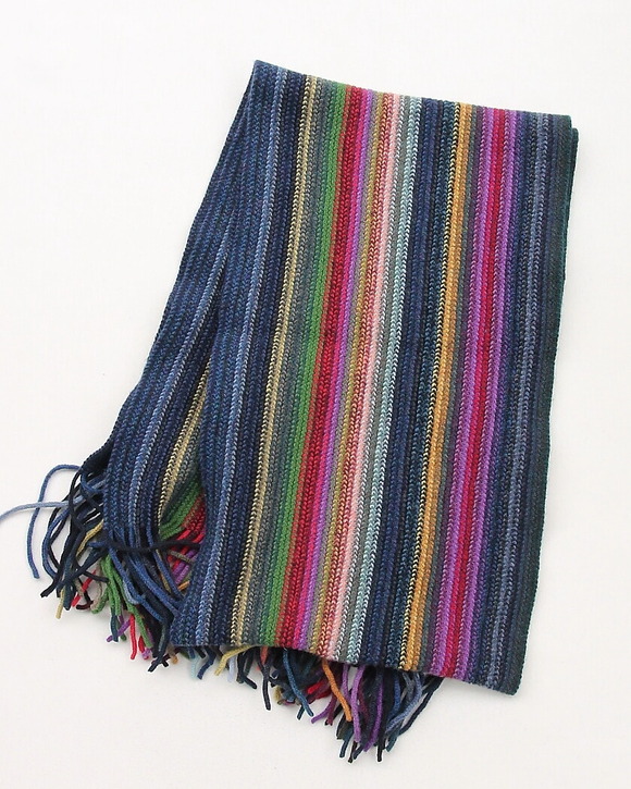 Glen Fyne ”Lambswool 2 PLY Stripe Scarf BLUE GREEN”251020 (4)