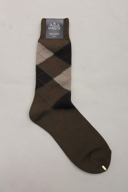 HALISON ”Dralon Argyle Socks 5 Diamond OLIVE” (3)