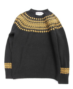 Harley ”Fairisle York 2Col Crew Neck BLACK NUGGET”231019