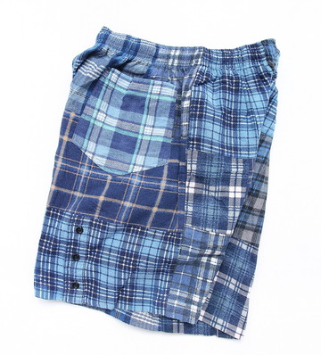 Oddoment ”COUSTOM Flannel Shorts Flannel BLUE”240304 (2)