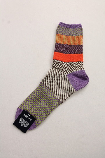 HALISON ”Multi Jacquard Short Socks PURPLE Mix” (3)