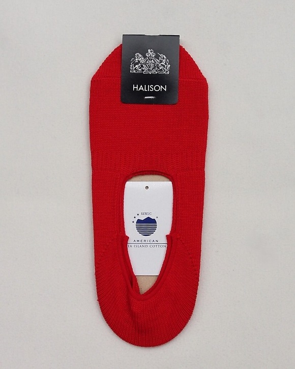 HALISON ”AMERICAN Sea Island Cotton Boat Socks RED”