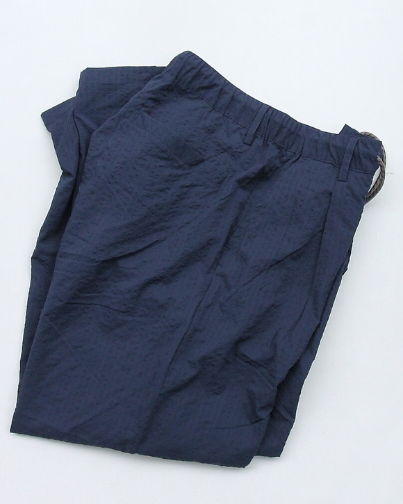 GYMMASTER ” UL Seersucker Tuck Pants NAVY” 260513