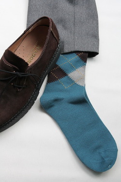 HALISON Dralon Cotton Argyle Socks BLUE