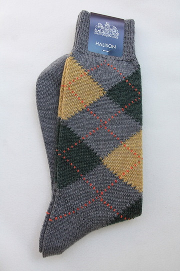 HALISON NZ Merino Arhyle Socks 5 Diamond GREY (2)