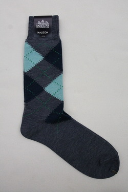 HALISON NZ Merino Argyle Socks 5 Diamond BLUE (2)