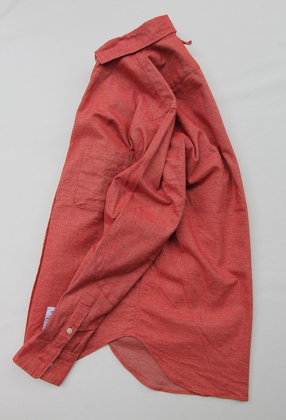 Your Uniform 20s Chambrey Shirt Elbow Patch ORANGE (2)
