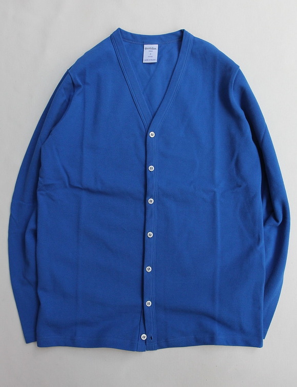 Quotidien Cotton Pique V Neck Cardigan ROYAL BLUE