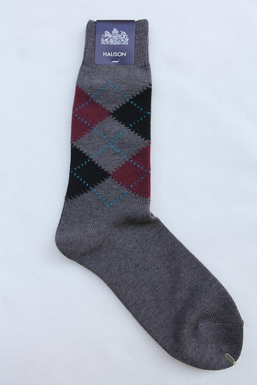 HALISON Dralon Cotton Argyle Socks GREY (3)