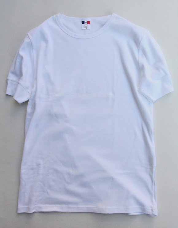 Bandol 1X1 Rib Short Sleeve Military Crew WHITE