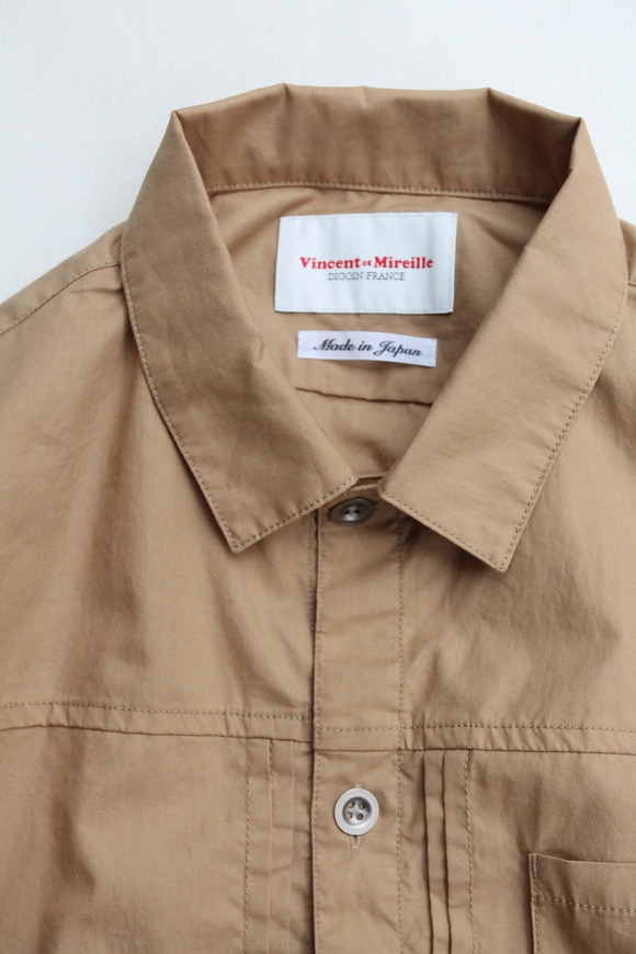 Vincent et Mireille G Shirt Yarn Dyed Broad BEIGE2