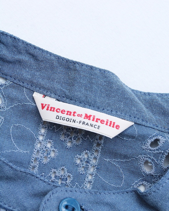 Vincent et Mireillie ”Sleeveless Blouse BLUE CHAMBREY (5)