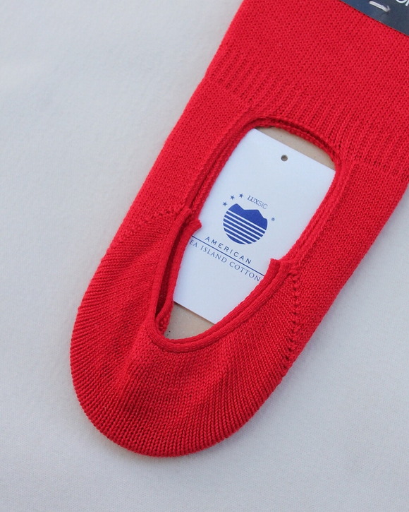 HALISON ”AMERICAN Sea Island Cotton Boat Socks RED”