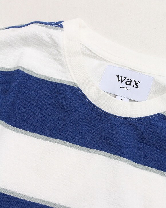 Wax London ”Dean SS T Block Stripe BLUE ECRU”250327 (2)