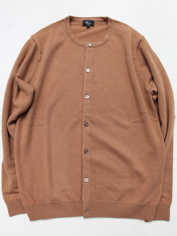 Harriss ”Wool Cashmere Crew Neck Cardigan CAMEL” (2)