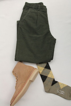 HALISON Su Pima Argyle Socks OLIVE