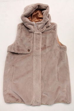 LE BON ”Faux Hood Long Vest BEIGE”