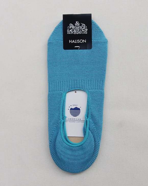 HALISON ”AMERICAN Sea Island Cotton Boat Socks TURQUOISE”