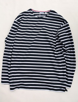 Modas ”Fisheraman Crew Border LS NAVY X WHITE”