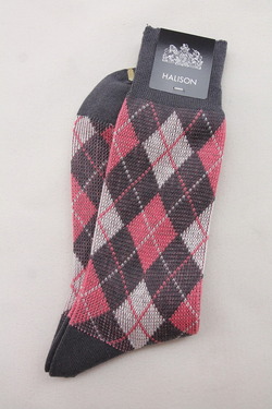 HALISON ”Prep Argyle Socks CHARCOAL (2)
