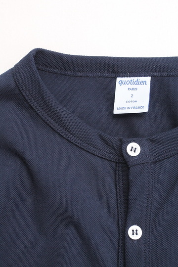 Quotidien Cotton Pique Crew Neck Cardigan NAVY (3)