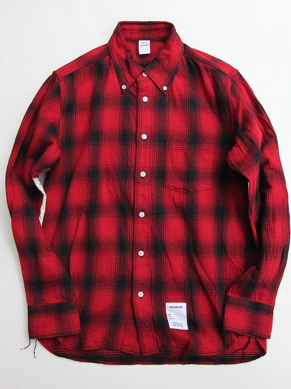 Your Uniform 3 Needles Ombre Check BD Shirt Elbow Patch