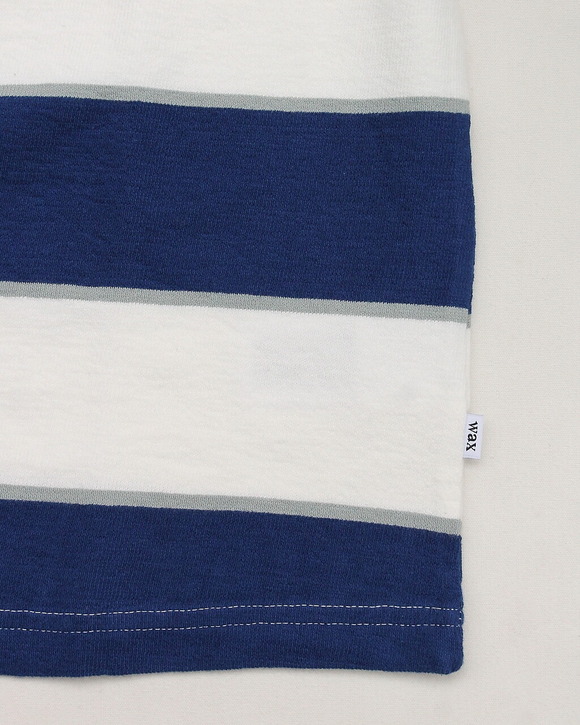 Wax London ”Dean SS T Block Stripe BLUE ECRU”250327 (3)