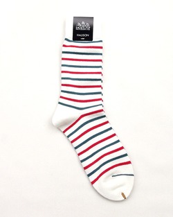 HALISON ”LUXURE Cotton Trico Border Socks WHITE”