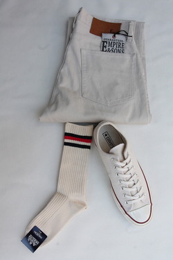 HALISON Organic Cotton IVY Crew Socks NAVY X RED