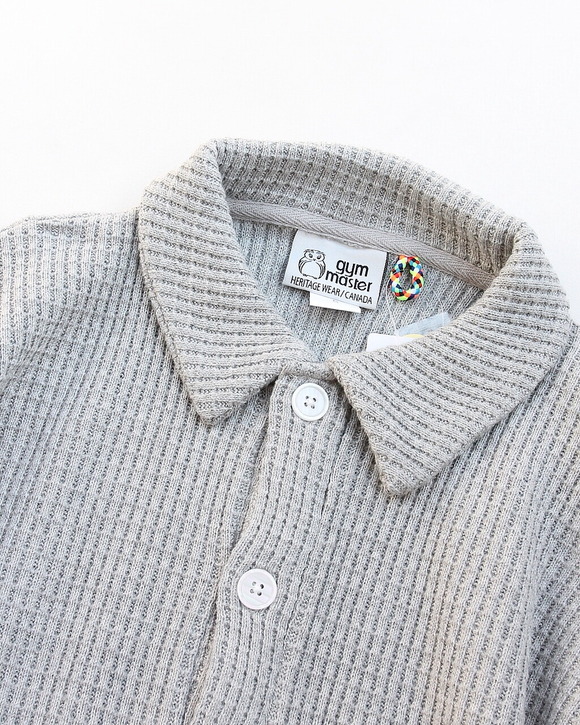 GYMMASTER ”12 Oz HV Waffle Cardigan GRAY”251001 (2)