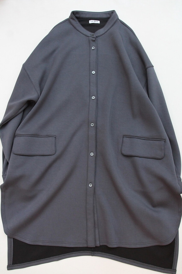 LE BON ”Band Collar Bonding Dress CHARCOAL”