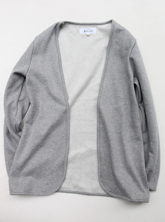 Flocon d ete Cotton Fleece Button Less Cardigan GREY